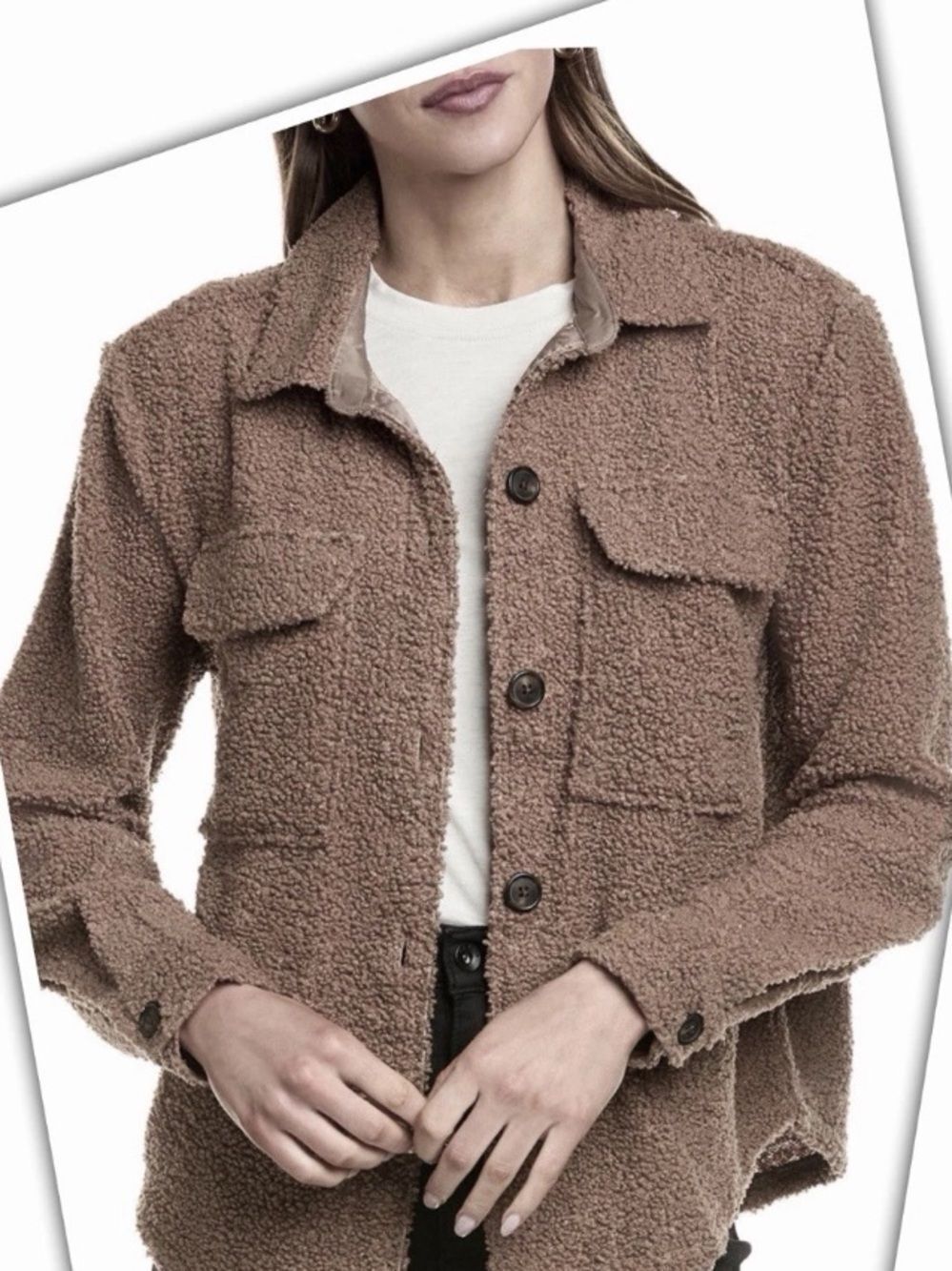 Beachlunchlounge Woman’s Size XS . Brown Sherpa Shacket/Jacket/Shirt NWT.
